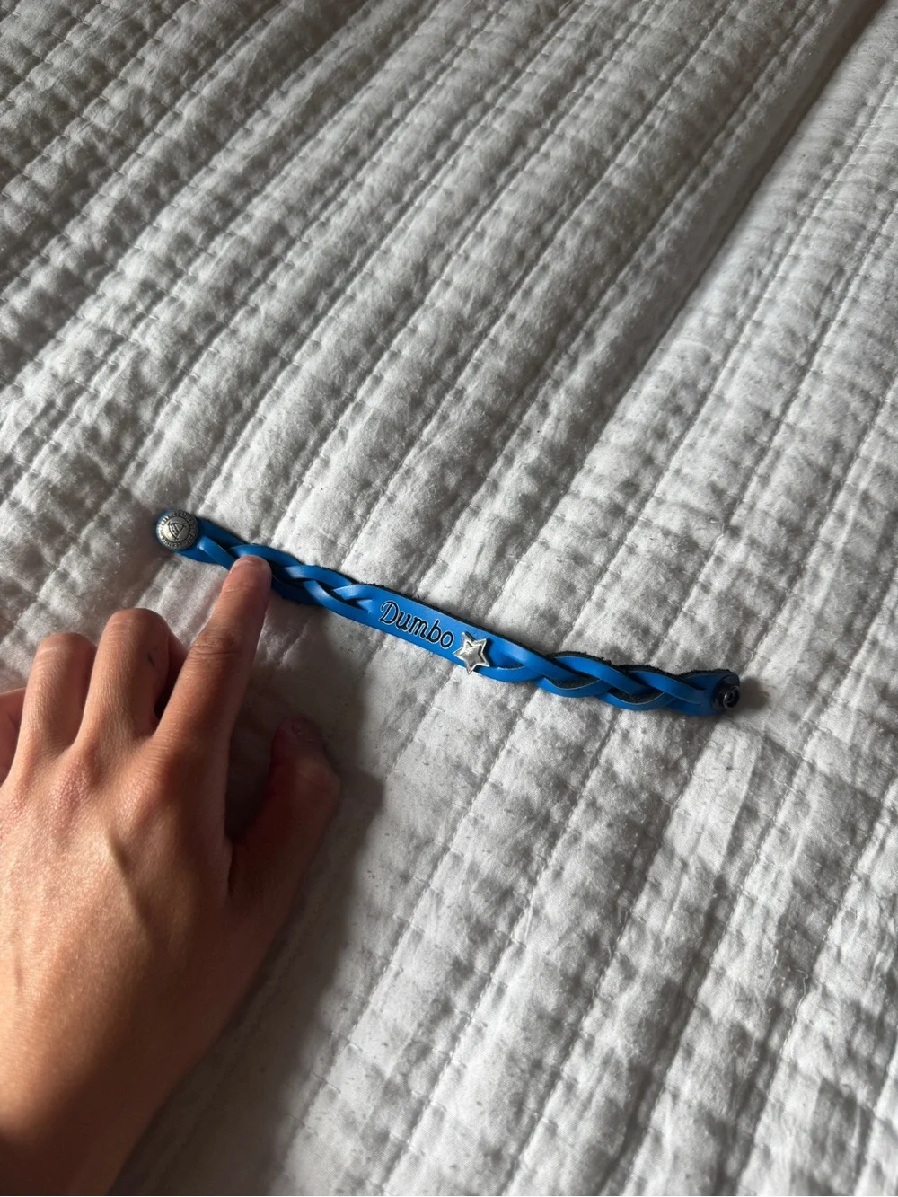 Disney Dumbo Leather Braided Snap Bracelet Blue Grey Silver Star Charm Unisex